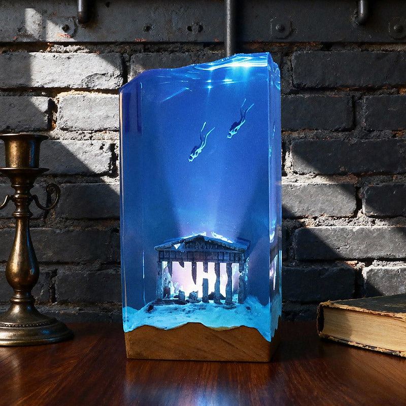 Diver Ocean Resin Lamp Handmade Nautical Night Light for Home Decor