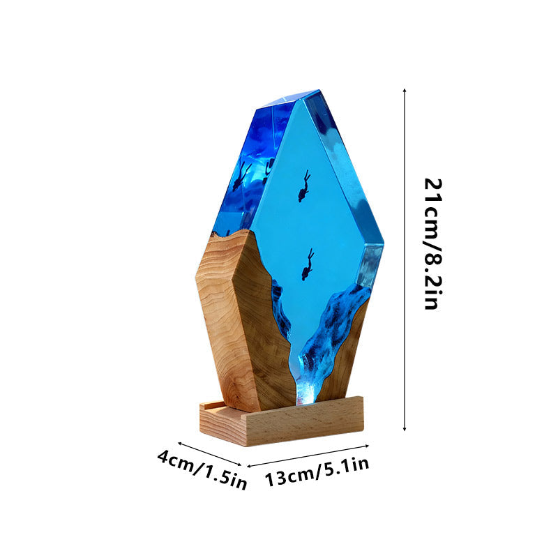 Marine-Themed Resin Lamp Hypnotic Ocean Epoxy Art Light for Home Decor