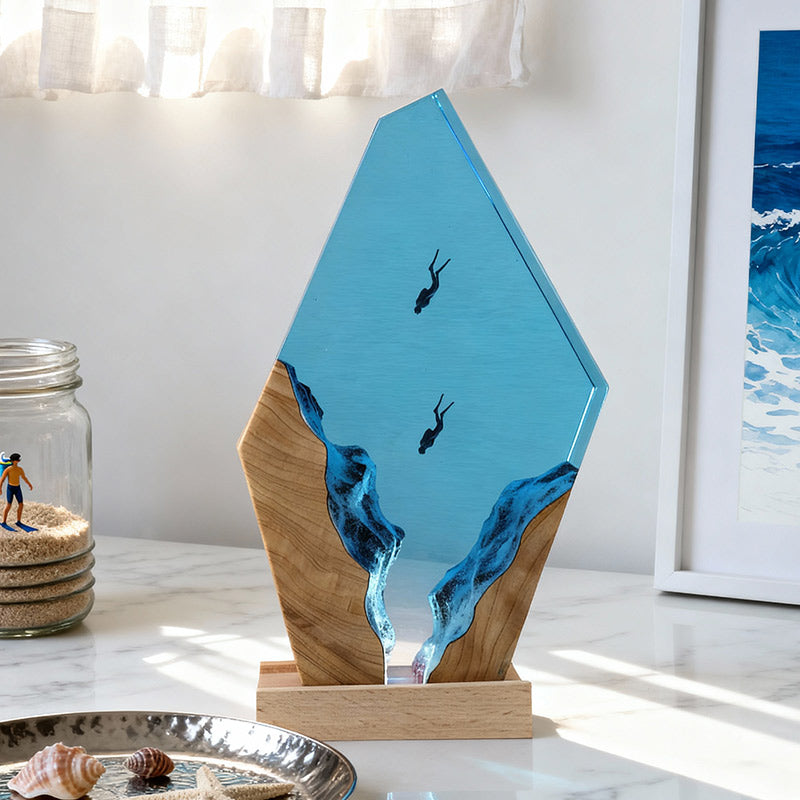 Marine-Themed Resin Lamp Hypnotic Ocean Epoxy Art Light for Home Decor