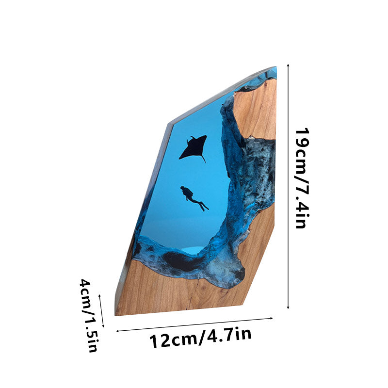 Manta Ray Resin Lamp Ocean Night Light Handmade for Living Room