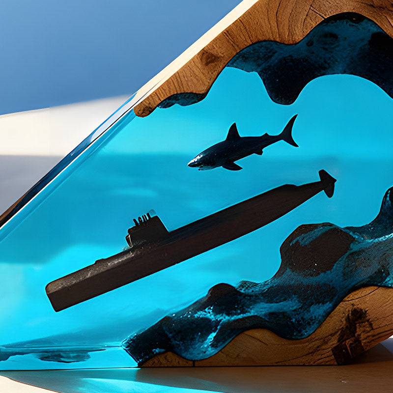 Shark & Submarine Resin Lamp Unique Irregular Night Light for Boys’ Room