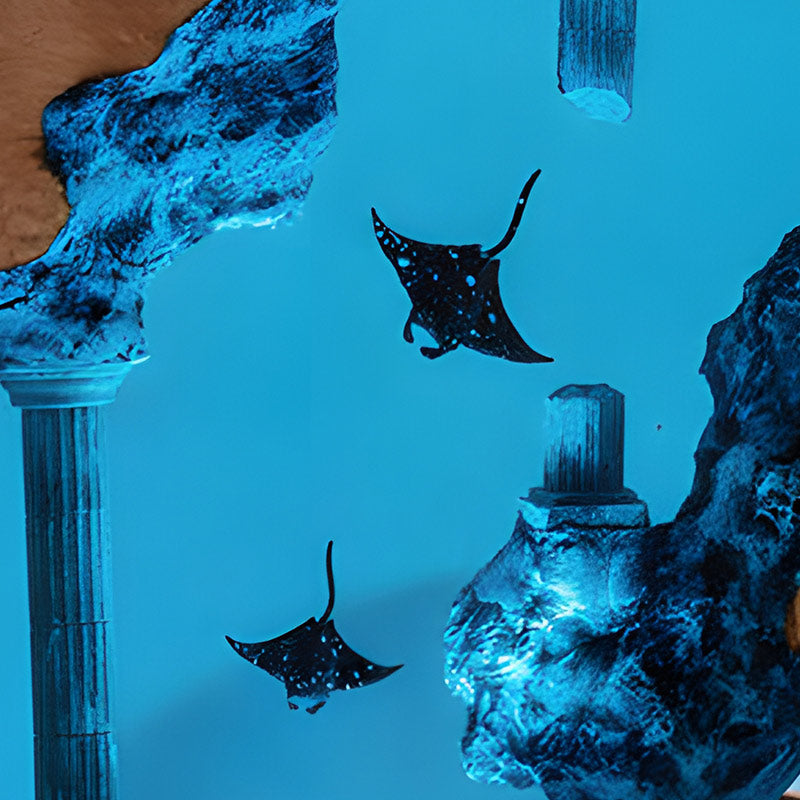 Manta Ray Round Resin Lamp Ocean Glow Night Light for Living Room