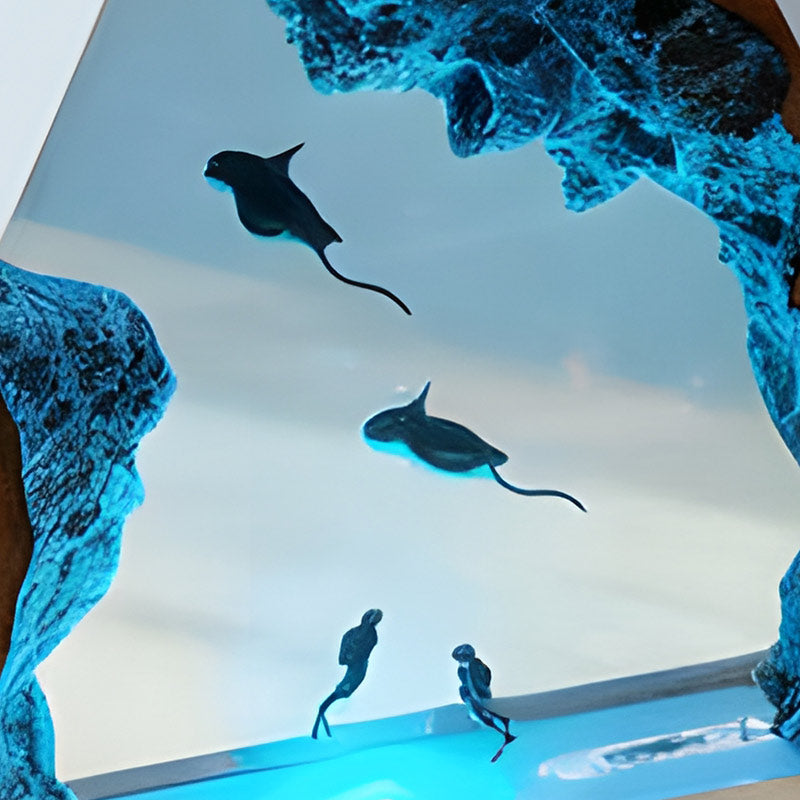 Stingray Resin Night Lamp Handmade Ocean Diver Design for Bedside Decor