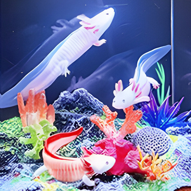 Axolotl Resin Lamp Cuboid Fantasy Night Light for Desk Decor