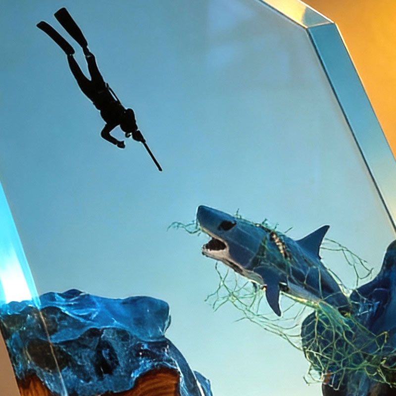 Shark Design Resin Lamp Handcrafted Night Light for Living Room