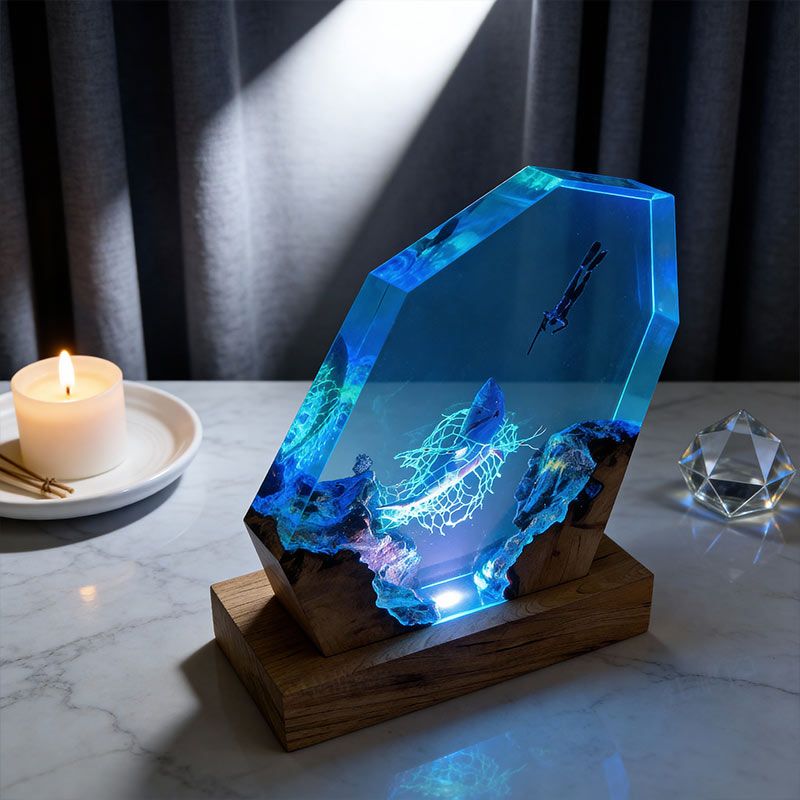 Shark Design Resin Lamp Handcrafted Night Light for Living Room