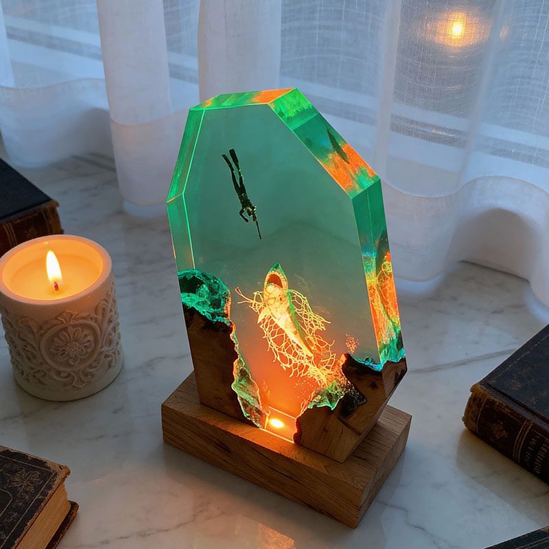 Shark Design Resin Lamp Handcrafted Night Light for Living Room