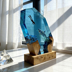 Shark Design Resin Lamp Handcrafted Night Light for Living Room