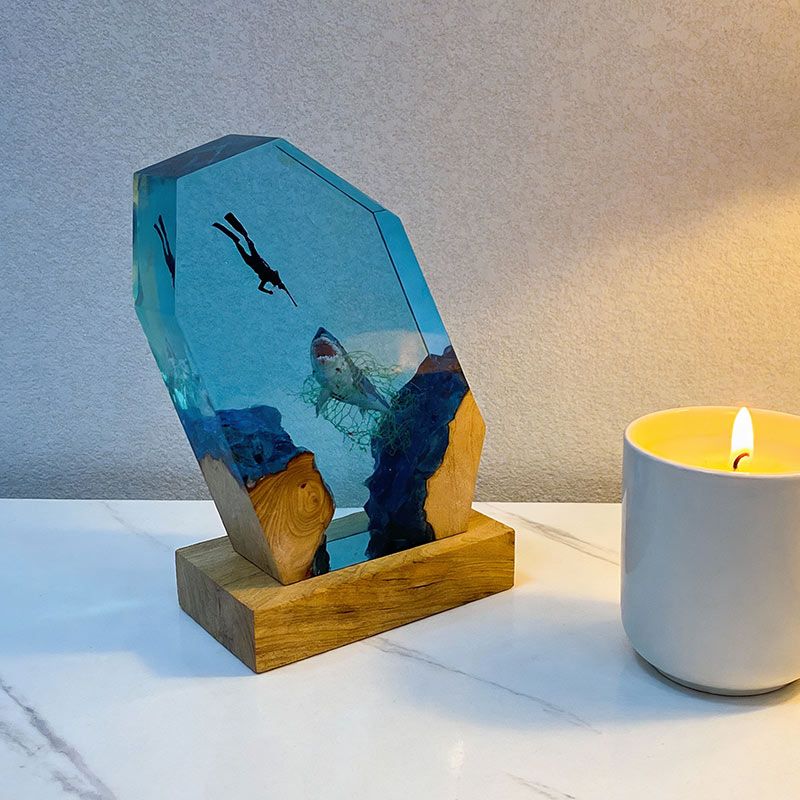 Shark Design Resin Lamp Handcrafted Night Light for Living Room