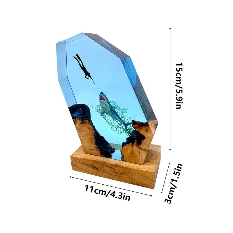 Shark Design Resin Lamp Handcrafted Night Light for Living Room