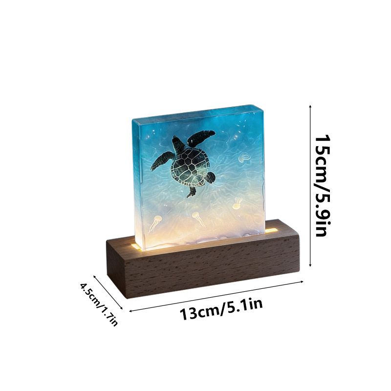 Handcrafted Ocean Blue Resin Lamp | Manta Ray, Jellyfish & Whale Shark Decor
