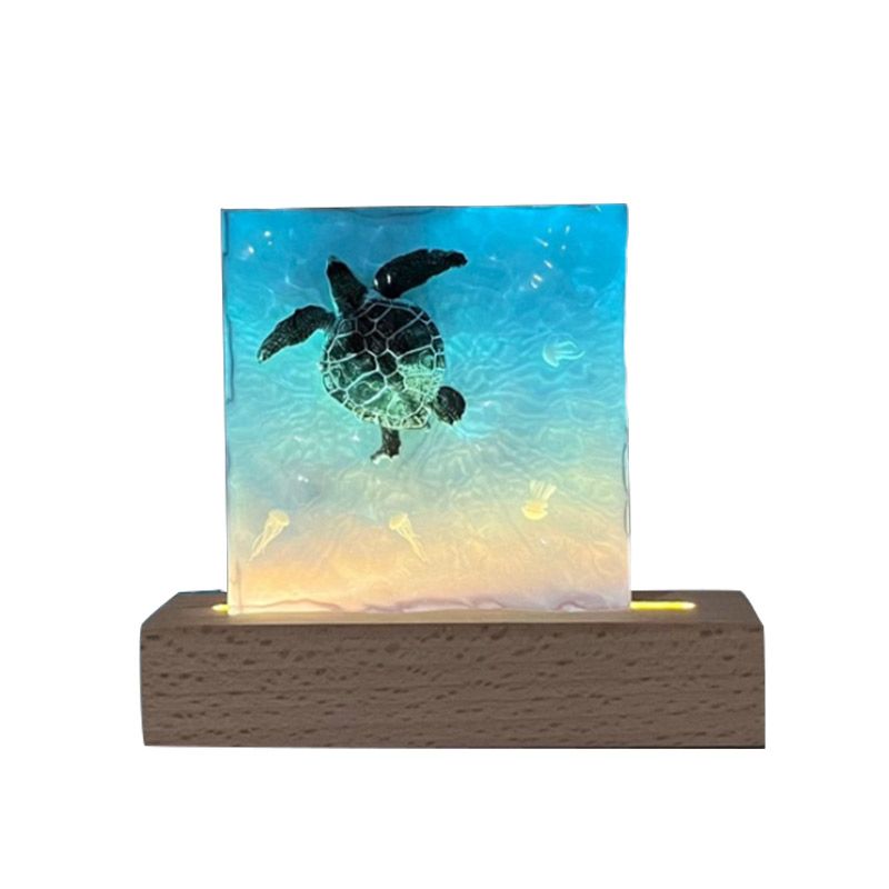 Handcrafted Ocean Blue Resin Lamp | Manta Ray, Jellyfish & Whale Shark Decor