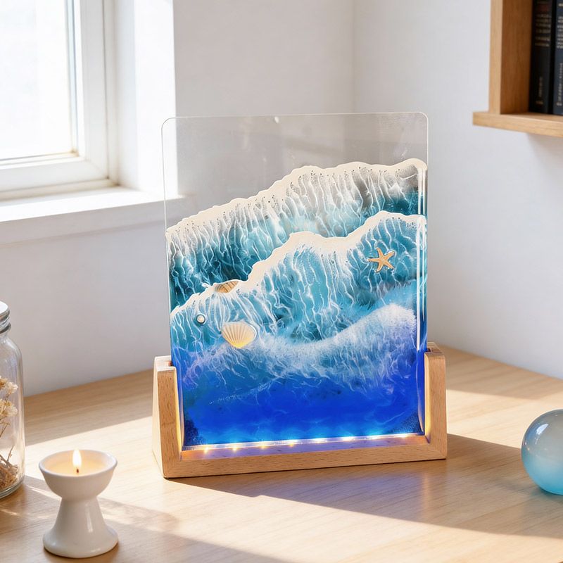 Starfish & Seashells Resin Lamp Artisan Night Light for Home Decor