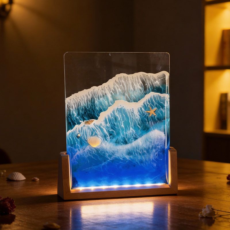 Starfish & Seashells Resin Lamp Artisan Night Light for Home Decor