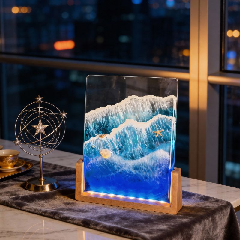 Starfish & Seashells Resin Lamp Artisan Night Light for Home Decor