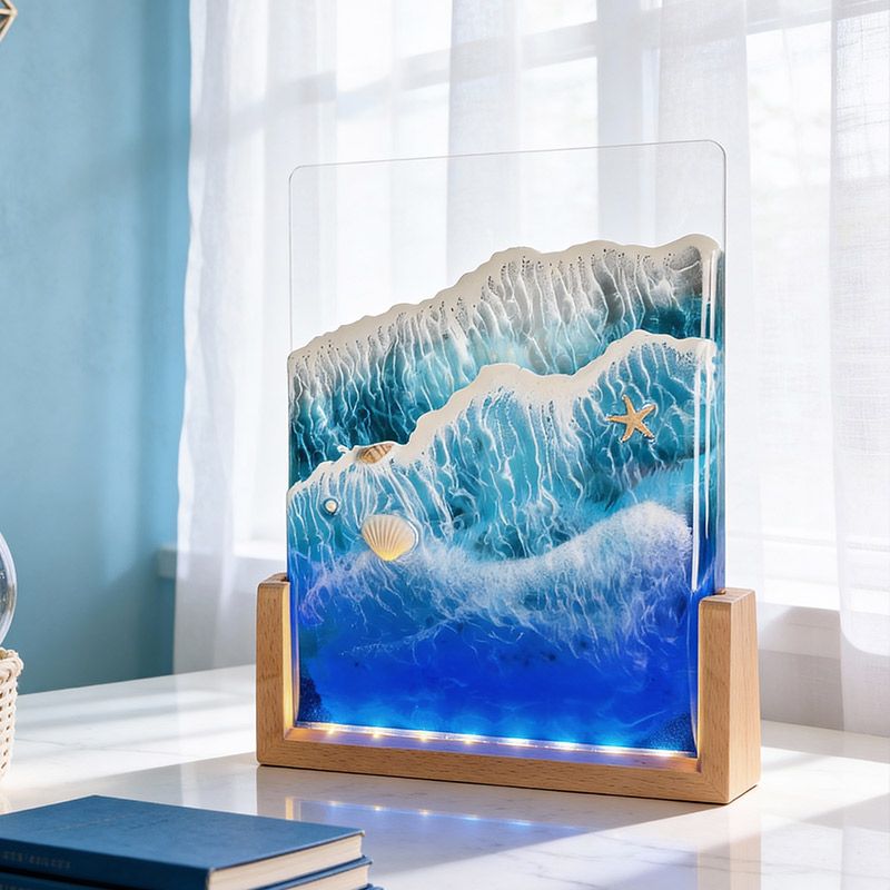 Starfish & Seashells Resin Lamp Artisan Night Light for Home Decor