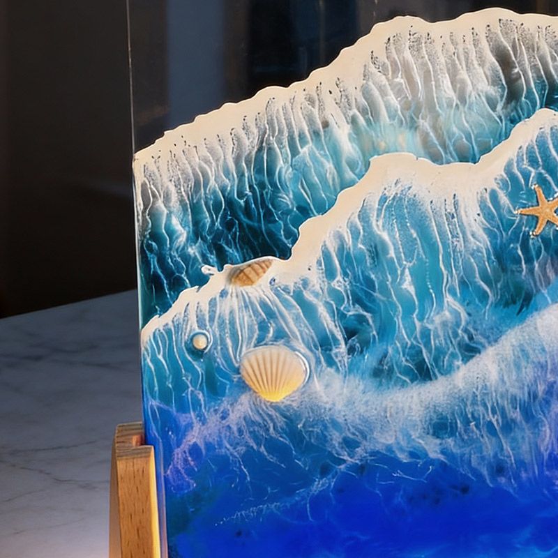 Starfish & Seashells Resin Lamp Artisan Night Light for Home Decor