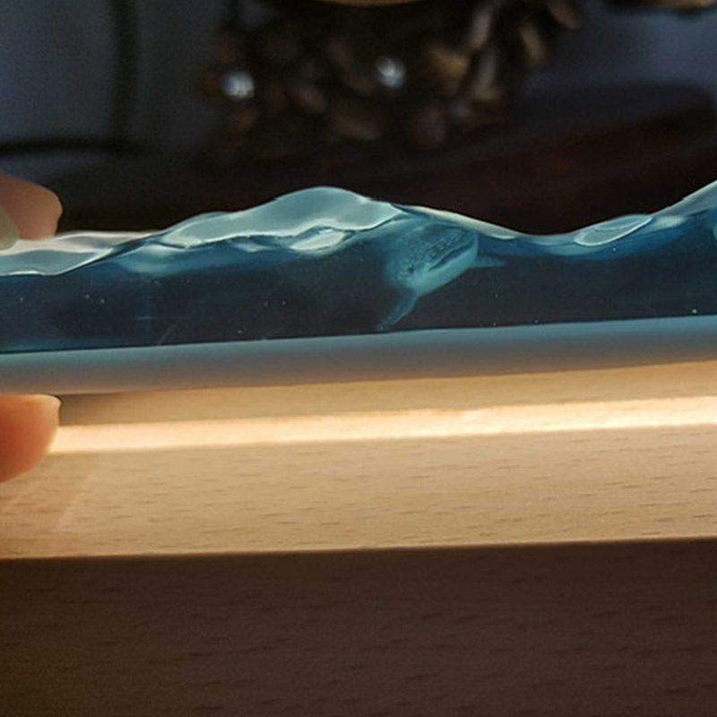 Artisan Ocean Resin Lamp Night Light with Marine Life for Home Decor