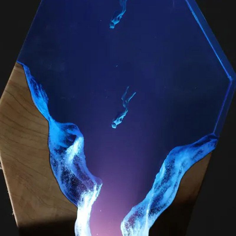 Marine-Themed Resin Lamp Hypnotic Ocean Epoxy Art Light for Home Decor
