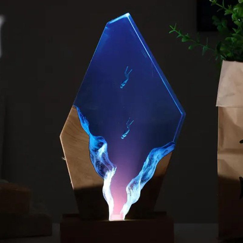 Marine-Themed Resin Lamp Hypnotic Ocean Epoxy Art Light for Home Decor