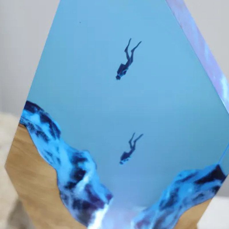 Marine-Themed Resin Lamp Hypnotic Ocean Epoxy Art Light for Home Decor