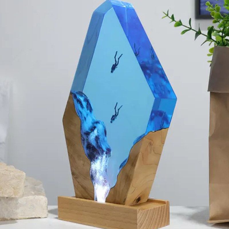 Marine-Themed Resin Lamp Hypnotic Ocean Epoxy Art Light for Home Decor