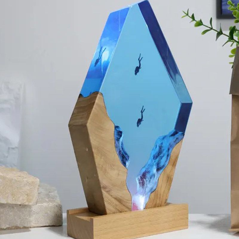 Marine-Themed Resin Lamp Hypnotic Ocean Epoxy Art Light for Home Decor