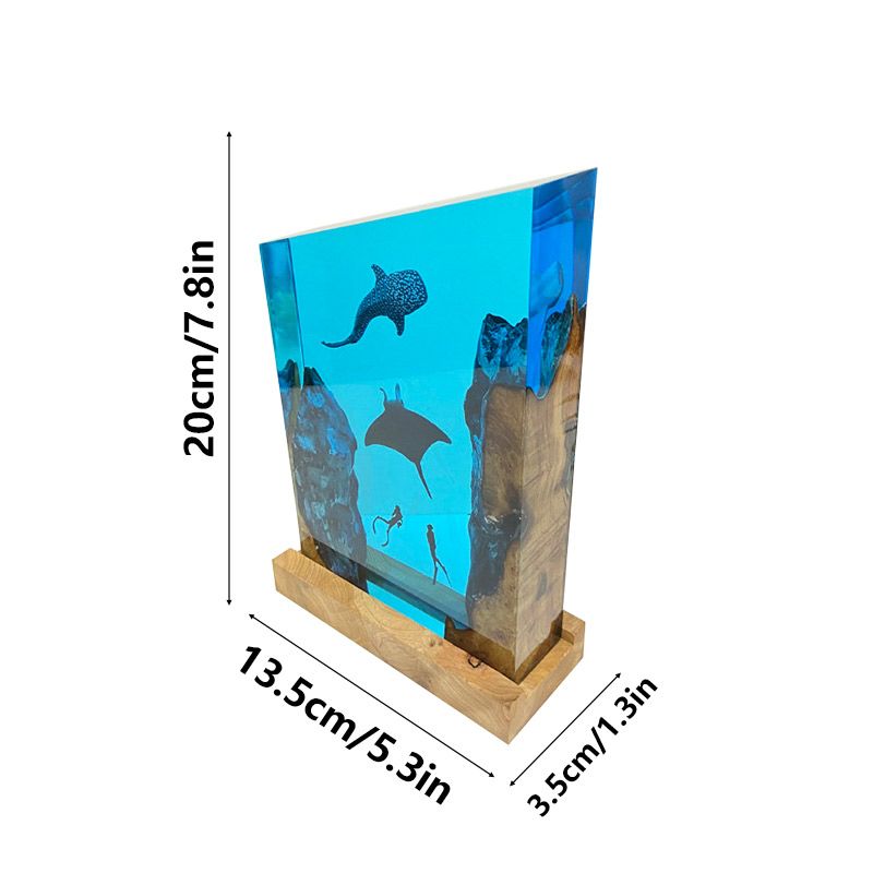 Deep-Sea Resin Wood Lamp Irregular Underwater Trio Night Light for Bedroom Decor