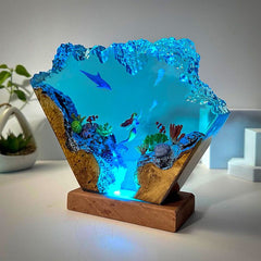 Mermaid & Dolphin Resin Lamp Ocean Theme Night Light for Bedroom Decor