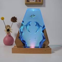 Dolphin & Diver Resin Lamp – Handcrafted Night Light for Bedroom