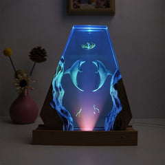 Dolphin & Diver Resin Lamp – Handcrafted Night Light for Bedroom