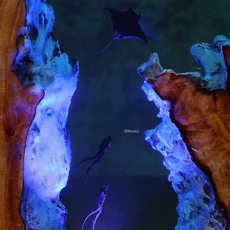 Manta Ray Resin Lamp Ocean-Themed Square Night Light for Living Room
