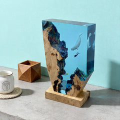 Dolphin & Diver Artisanal Resin Lamp Artisan Tabletop Decor