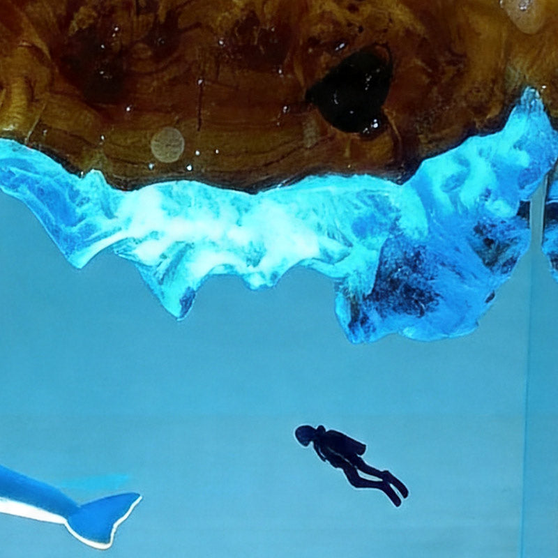 Marine Dolphin Diver Resin Lamp Handcrafted Home Decor Gift
