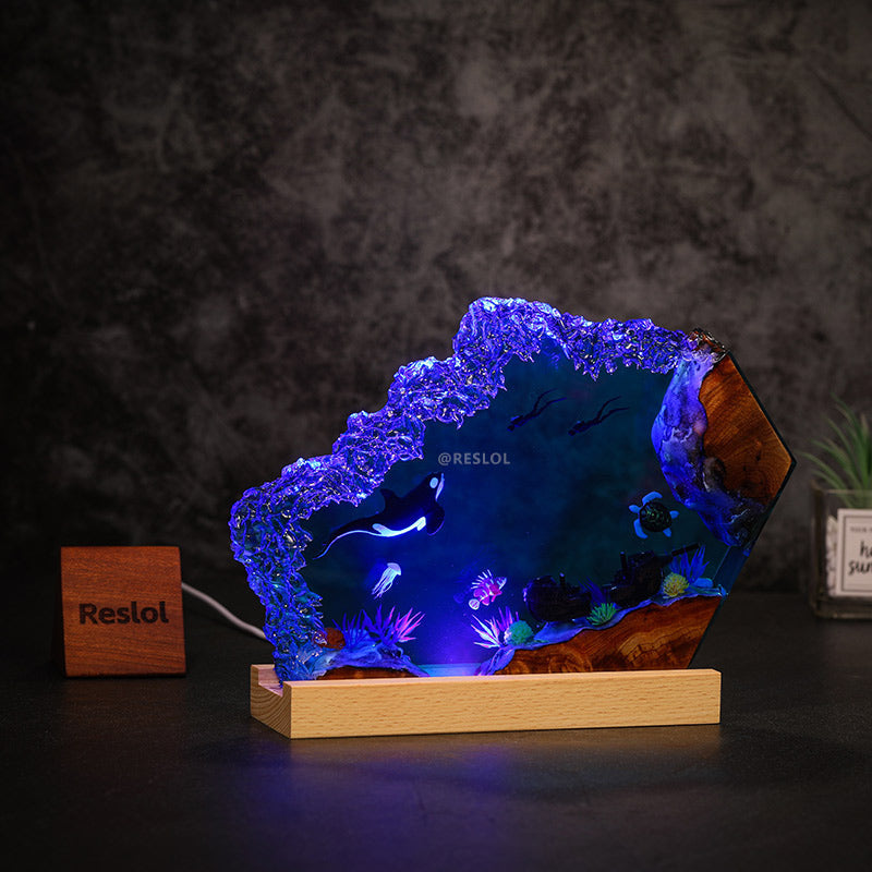 Orca & Turtle Ocean Resin Lamp Christmas-Themed Night Light for Home Decor
