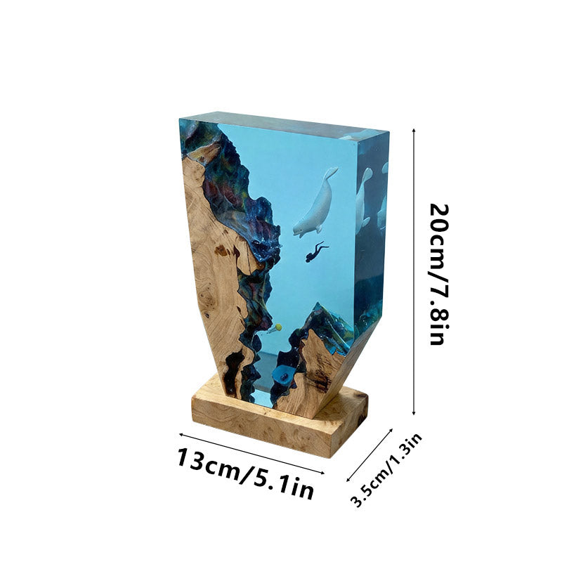 Dolphin & Diver Artisanal Resin Lamp Artisan Tabletop Decor
