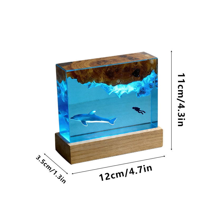 Marine Dolphin Diver Resin Lamp Handcrafted Home Decor Gift