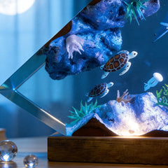Dolphin & Turtle ResinLamp Handcrafted Decorative Table Art