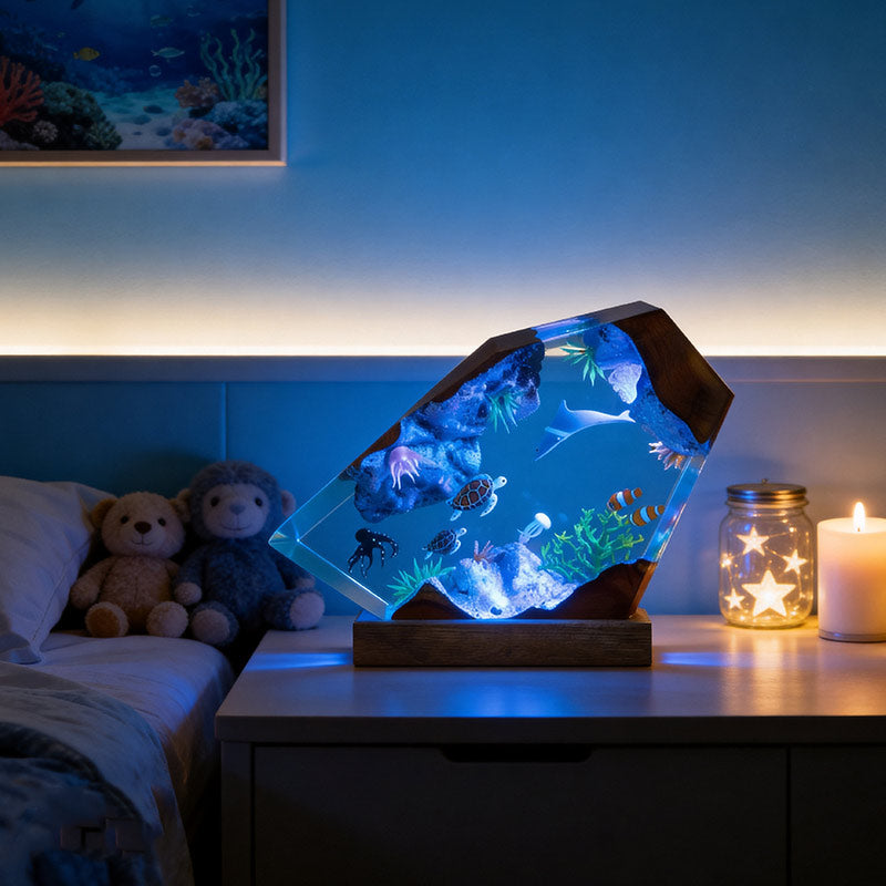 Dolphin & Turtle ResinLamp Handcrafted Decorative Table Art