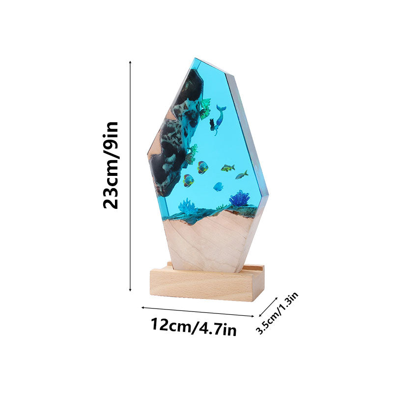 Marine Resin Lamp with Mermaid Fish Handcrafted Decorative Gift