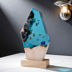 Marine Resin Lamp with Mermaid Fish Handcrafted Decorative Gift