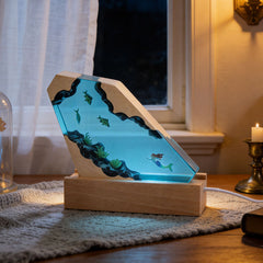 Mermaid & Coral Resin Wood Lamp Ocean Theme Art Decor Gift