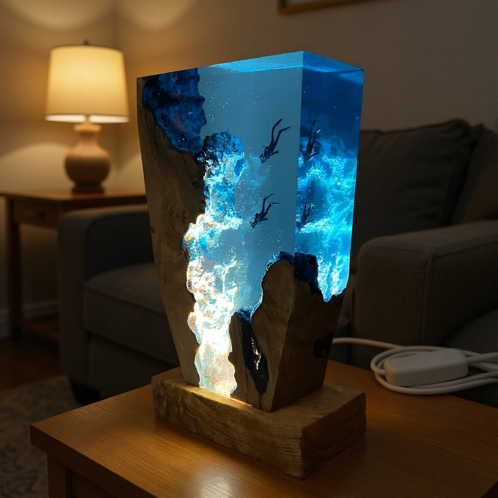 Diver frozen in light, Night Light, Scuba Diving Deep Sea Exploration（ Best Gift 🎁 ）🔥