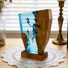 Whimsical Seahorse & Diver Ocean Resin Lamp | ORYNAVA Irregular Decor Gift