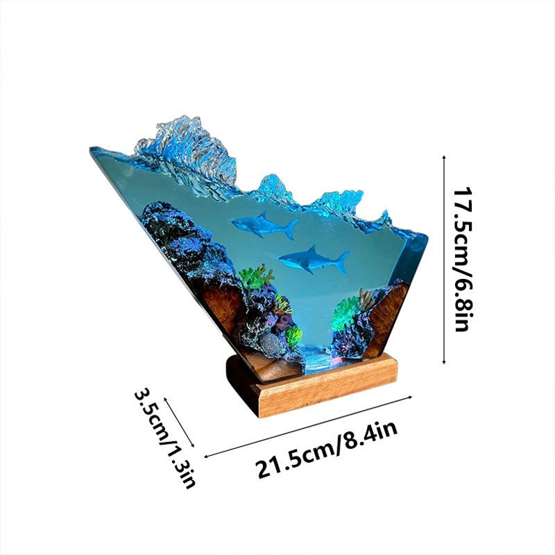 Shark Duo Resin Lamp Oceanic Night Light for Living Room