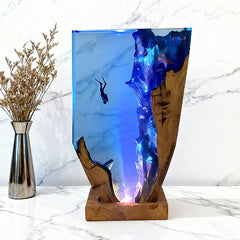 Diver-Inspired Resin Lamp Irregular Ocean Night Light