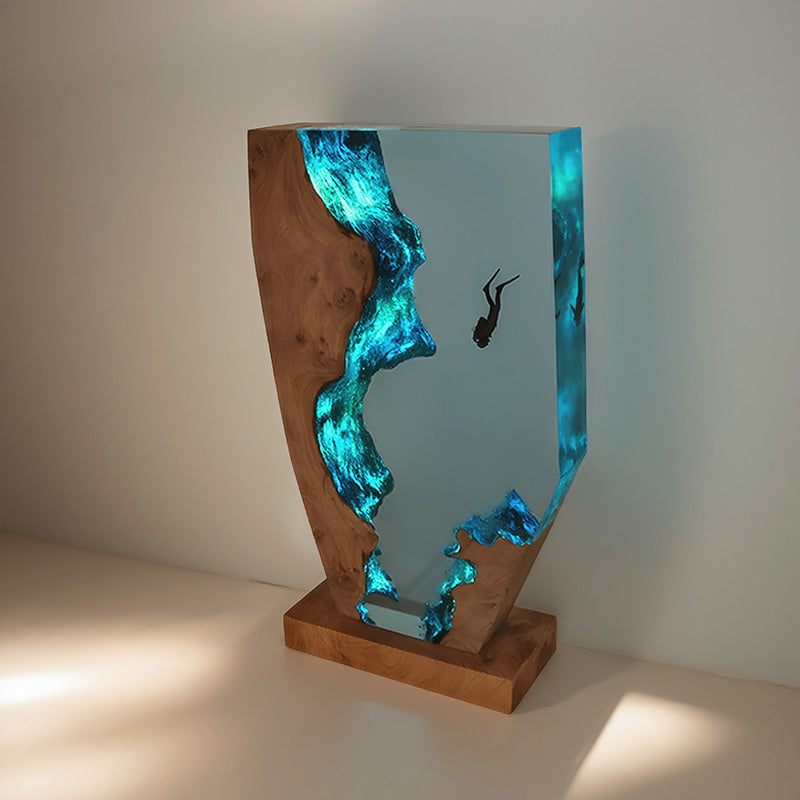 Diver-Inspired Resin Lamp Irregular Ocean Night Light