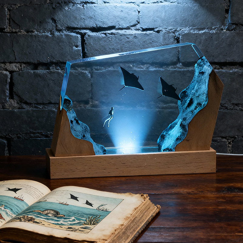Manta Ray Resin Lamp Handcrafted Night Light for Living Room Decor