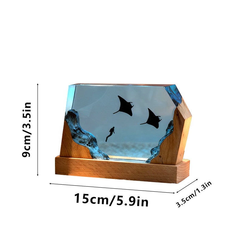 Manta Ray Resin Lamp Handcrafted Night Light for Living Room Decor