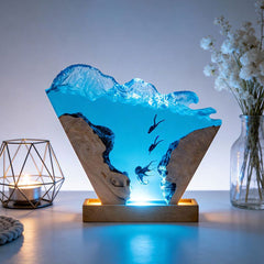 Octopus & Explorer-Themed Resin Lamp Deep-Sea Art Decor for Office